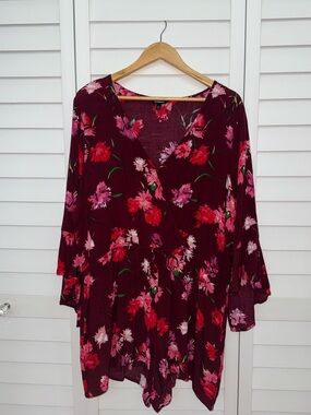 Express Burgundy Floral Jumpsuit Romper
